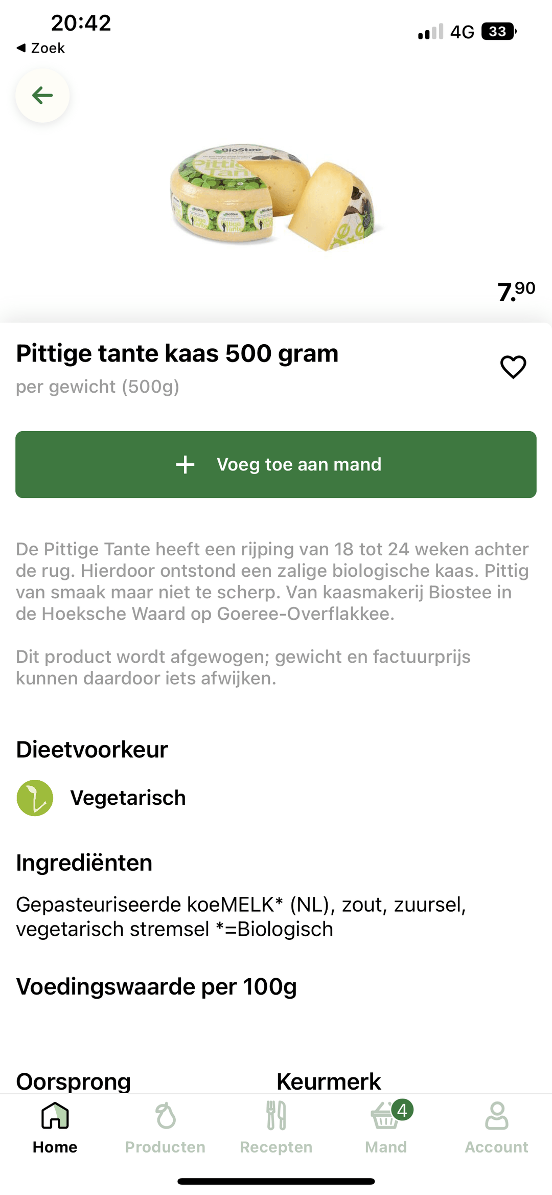 Producten bestellen op app