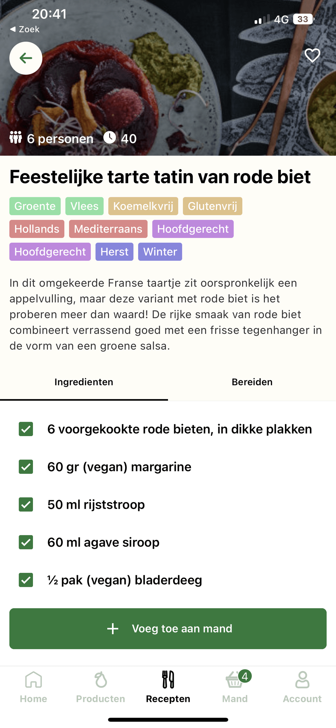 Producten bestellen op app