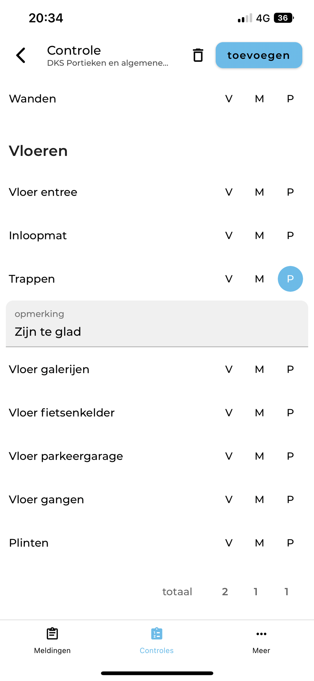 Dagelijkse kwaliteit controle app