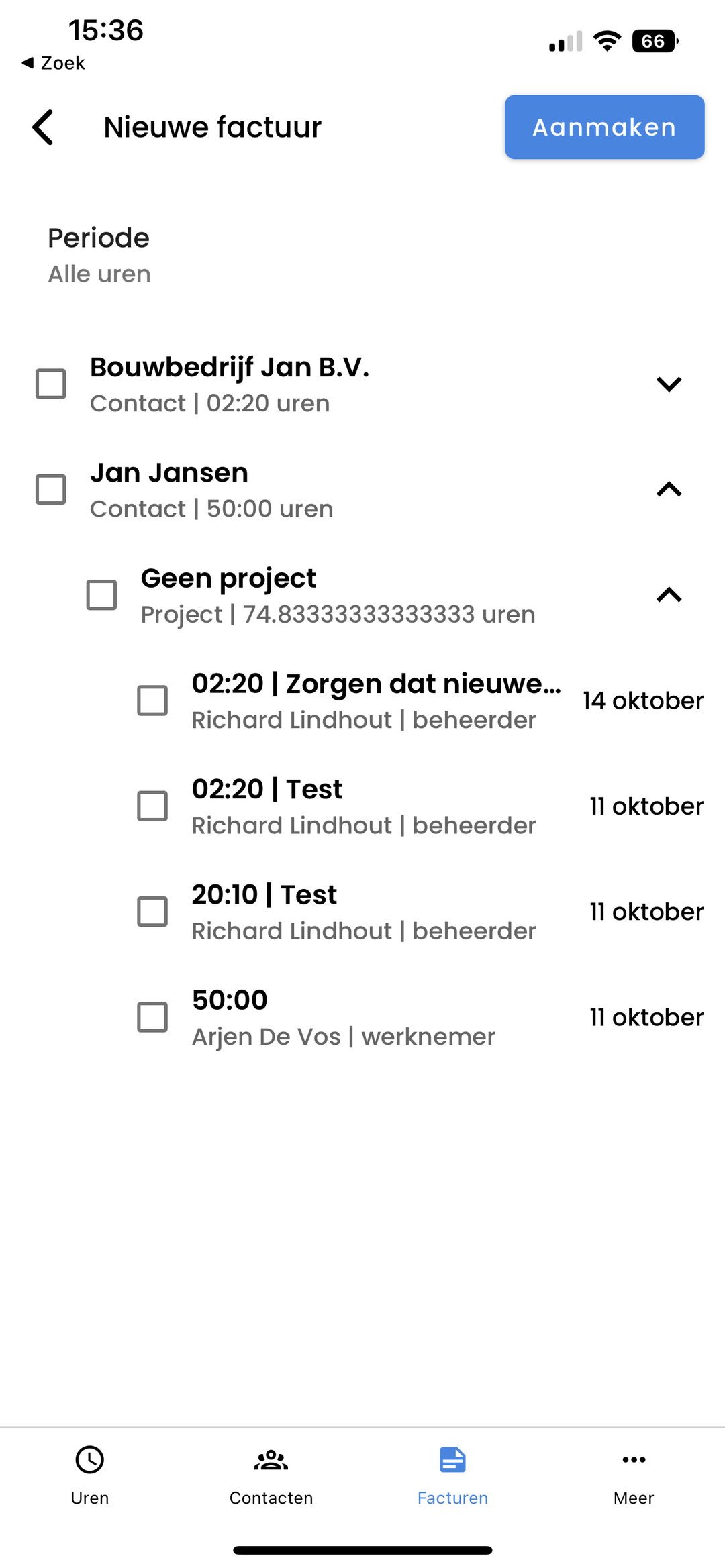 Onverstuurde facturen